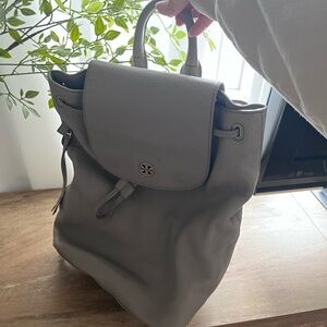 Tory Burch Taupe Leather Backpack
